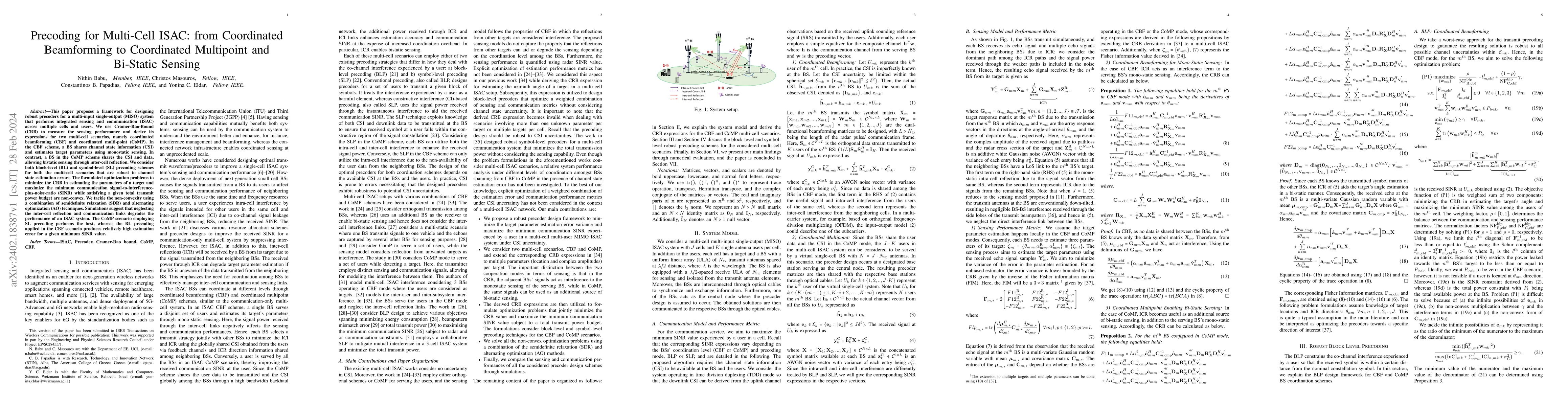 Thumbnail for Precoding for Multi-Cell ISAC: from Coordinated Beamforming to
  Coordinated Multipoint and Bi-Static Sensing