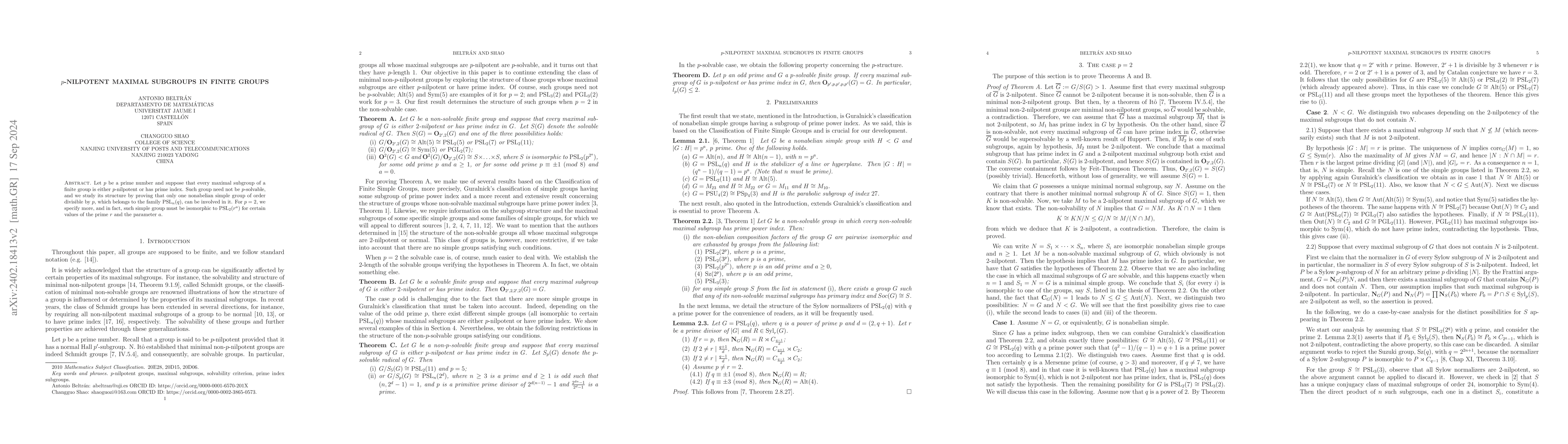 Thumbnail for p-Nilpotent maximal subgroups in finite groups