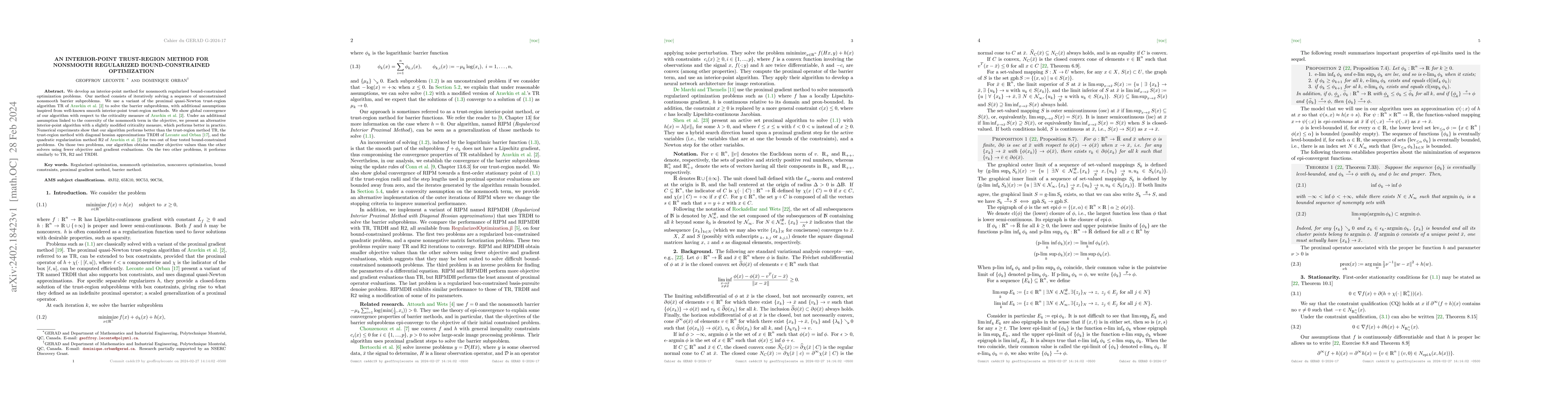 Thumbnail for An interior-point trust-region method for nonsmooth regularized
  bound-constrained optimization