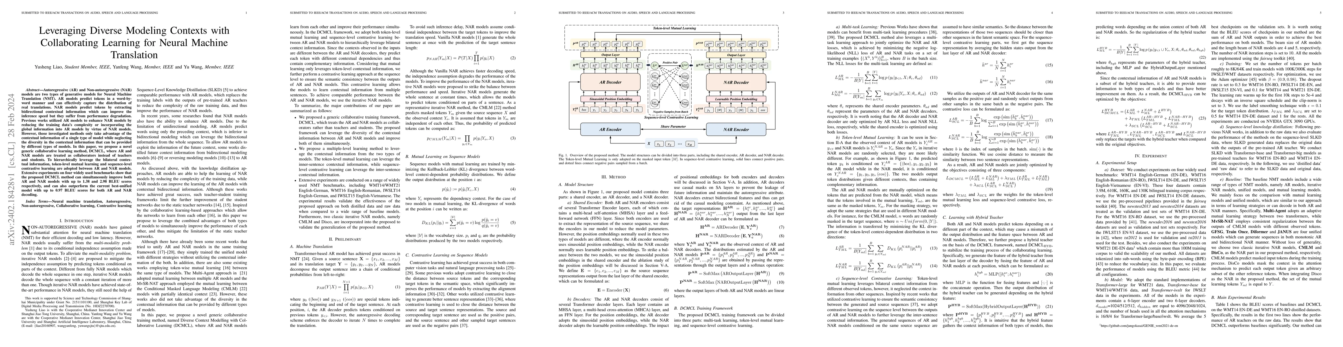Thumbnail for Leveraging Diverse Modeling Contexts with Collaborating Learning for
  Neural Machine Translation