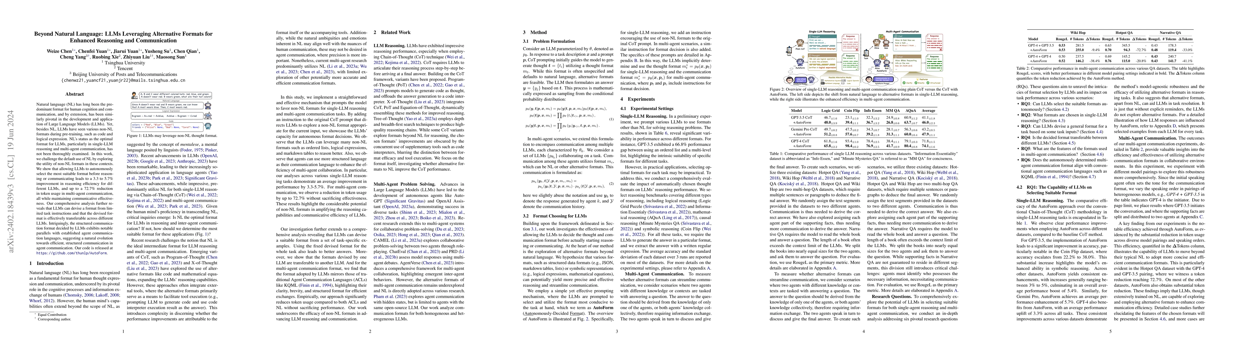 Thumbnail for Beyond Natural Language: LLMs Leveraging Alternative Formats for
  Enhanced Reasoning and Communication
