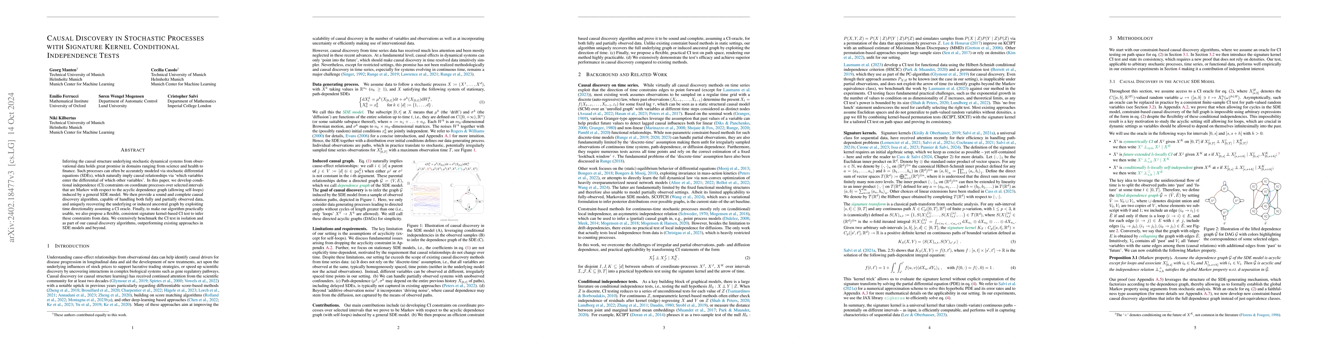 Thumbnail for Signature Kernel Conditional Independence Tests in Causal Discovery for
  Stochastic Processes