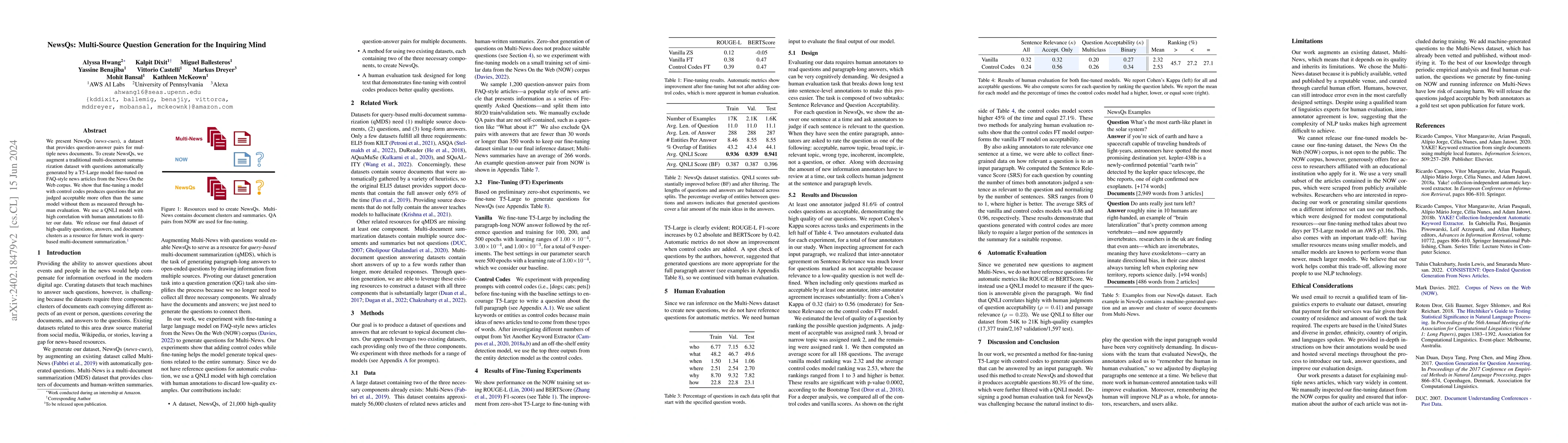 Thumbnail for NewsQs: Multi-Source Question Generation for the Inquiring Mind