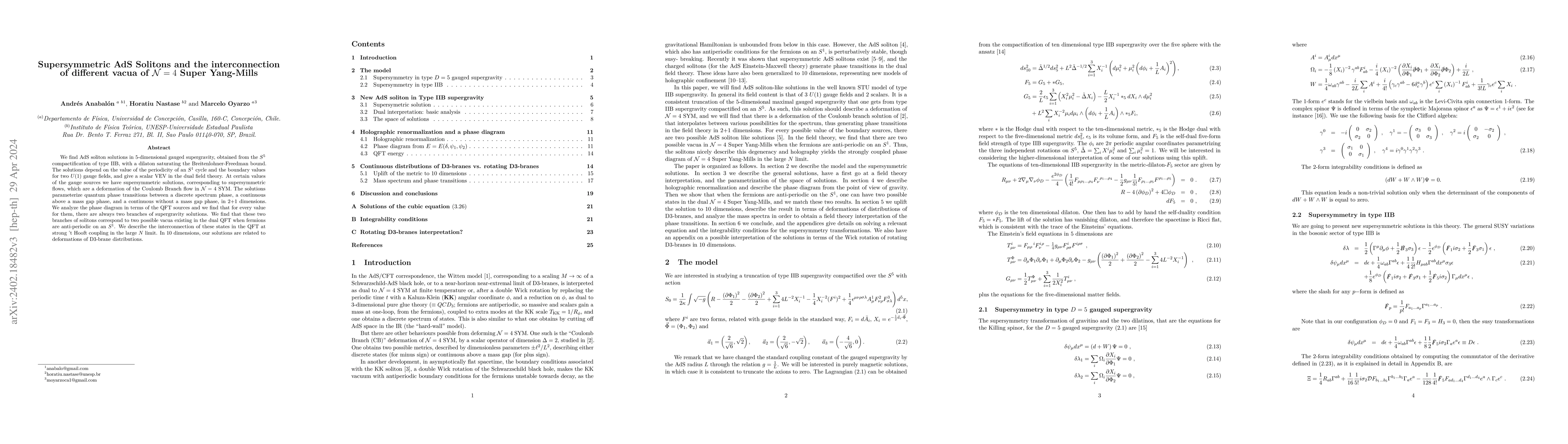 Thumbnail for Supersymmetric AdS Solitons and the interconnection of different vacua
  of ${\cal N}=4$ Super Yang-Mills