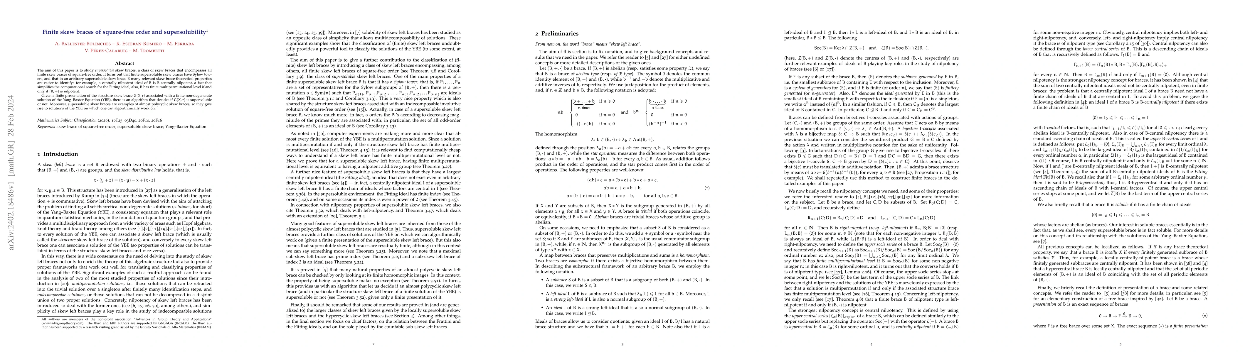 Thumbnail for Finite skew braces of square-free order and supersolubility
