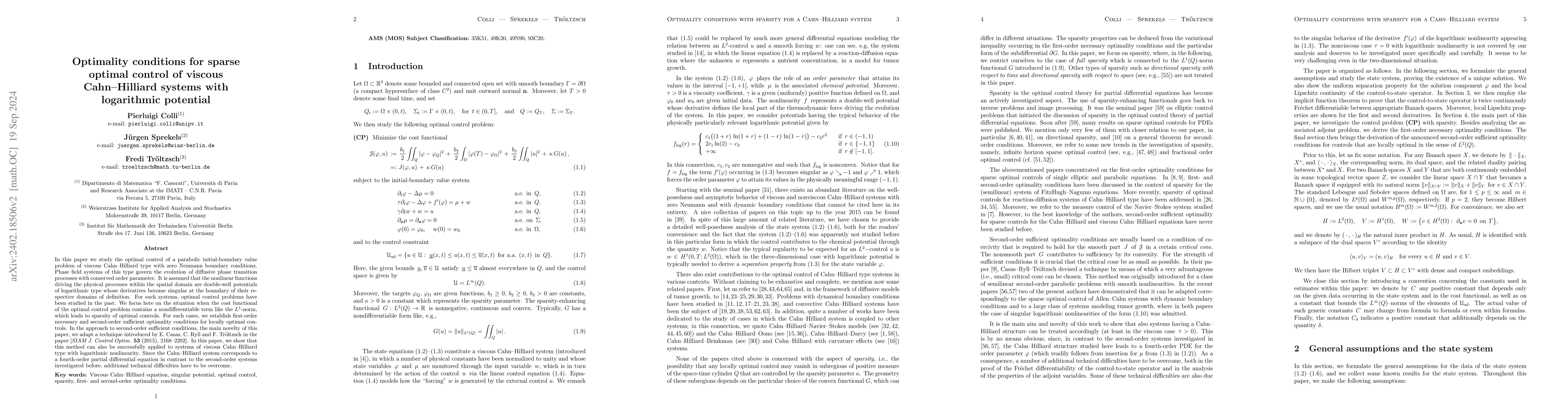 Thumbnail for Optimality conditions for sparse optimal control of viscous
  Cahn-Hilliard systems with logarithmic potential
