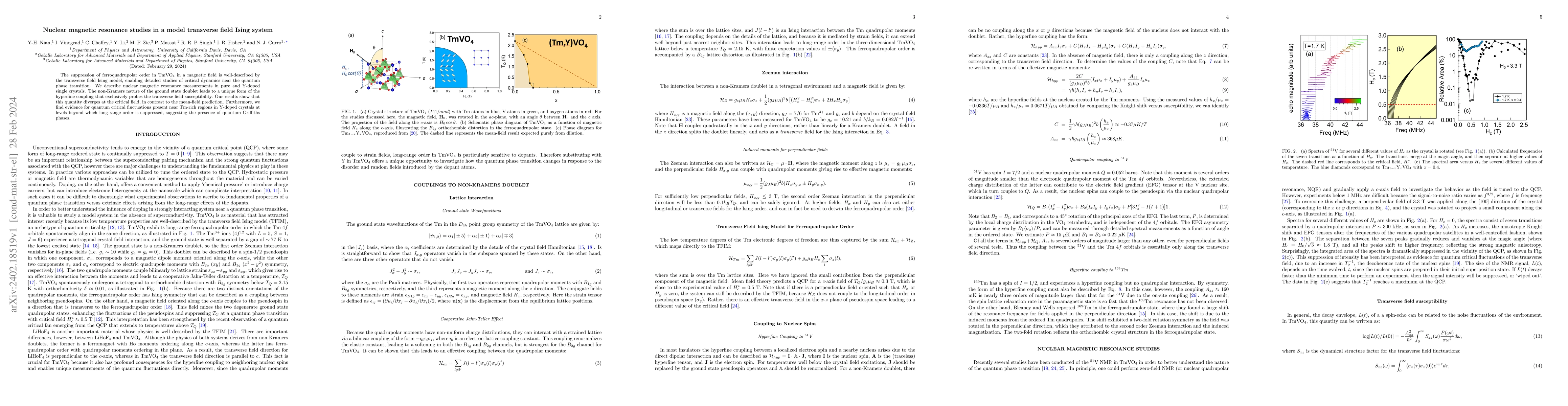 Thumbnail for Nuclear magnetic resonance studies in a model transverse field Ising
  system