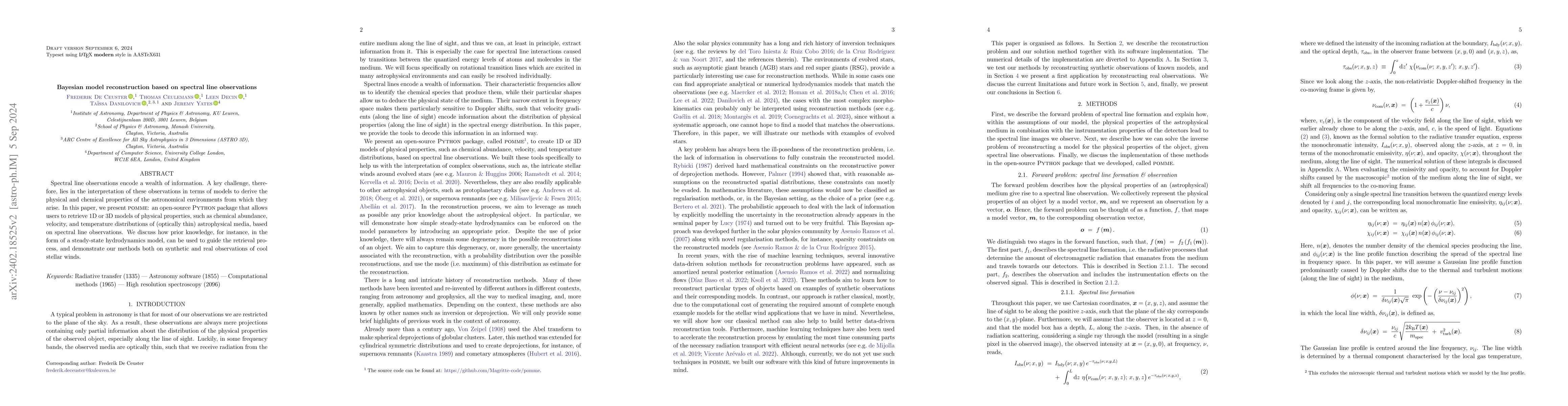 Thumbnail for Bayesian model reconstruction based on spectral line observations