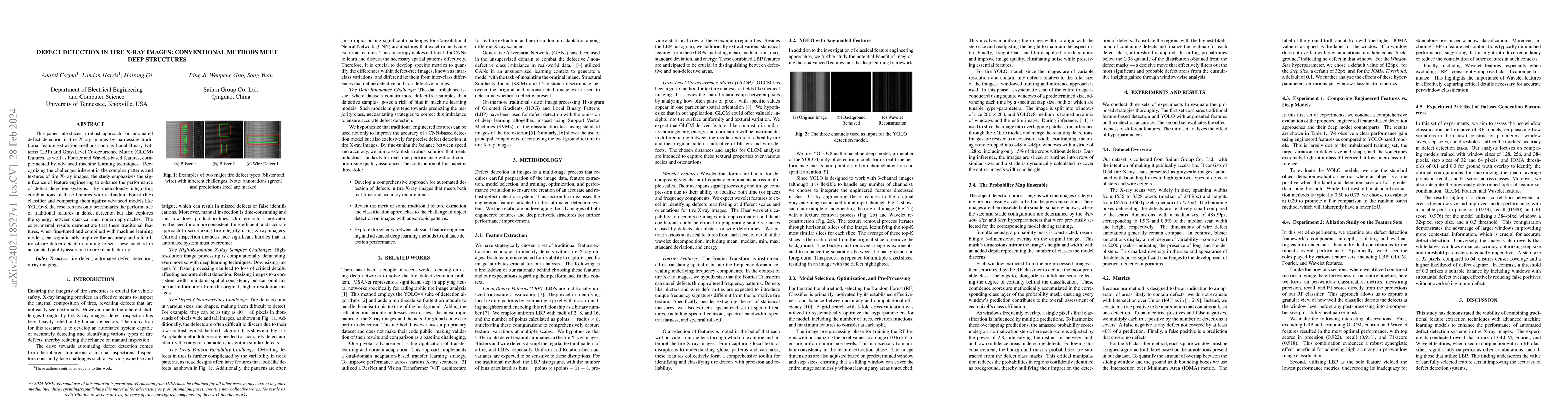 Thumbnail for Defect Detection in Tire X-Ray Images: Conventional Methods Meet Deep
  Structures