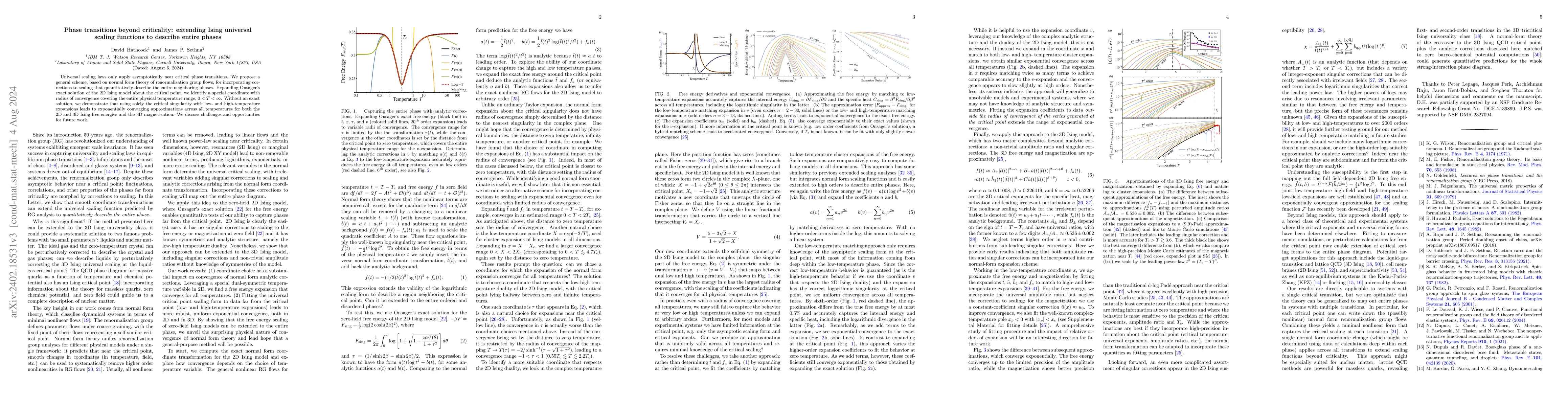 Thumbnail for Phase transitions beyond criticality: extending Ising universal scaling
  functions to describe entire phases