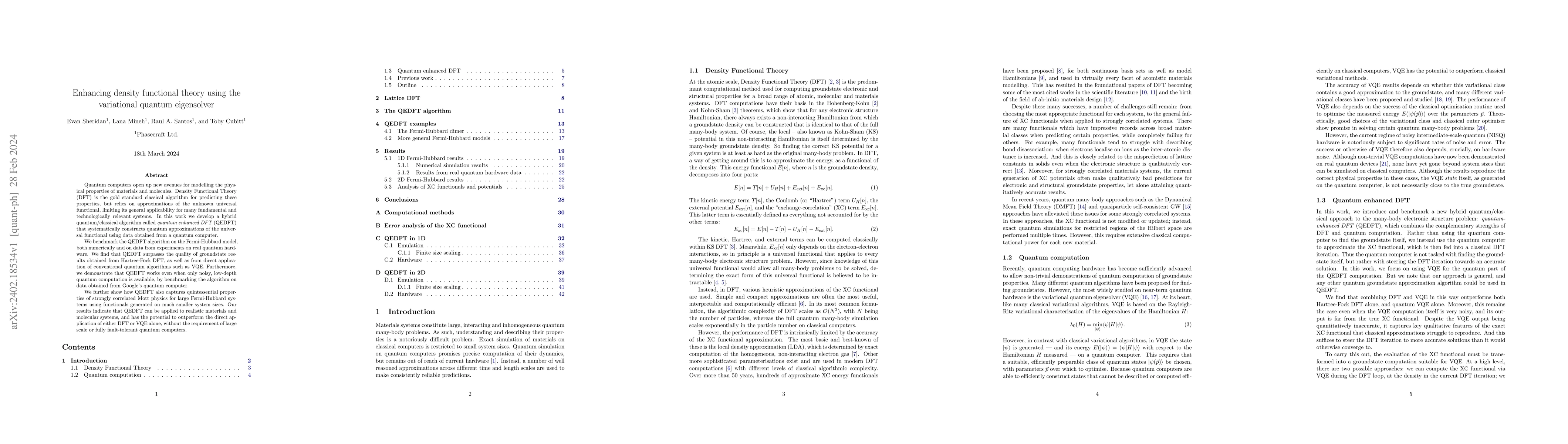 Thumbnail for Enhancing density functional theory using the variational quantum
  eigensolver