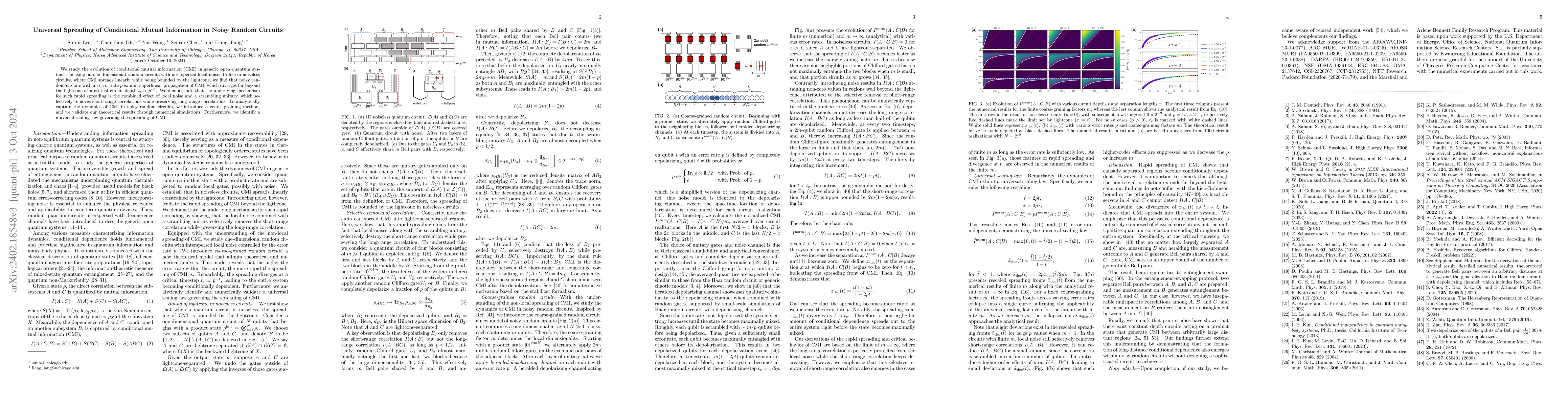 Thumbnail for Universal Spreading of Conditional Mutual Information in Noisy Random
  Circuits