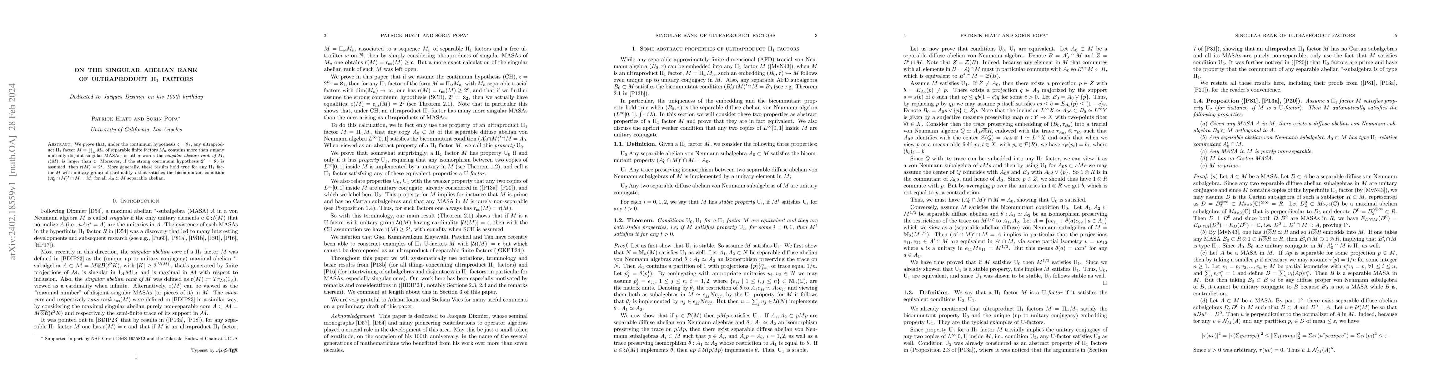 Thumbnail for On the singular abelian rank of ultraproduct II$_1$ factors