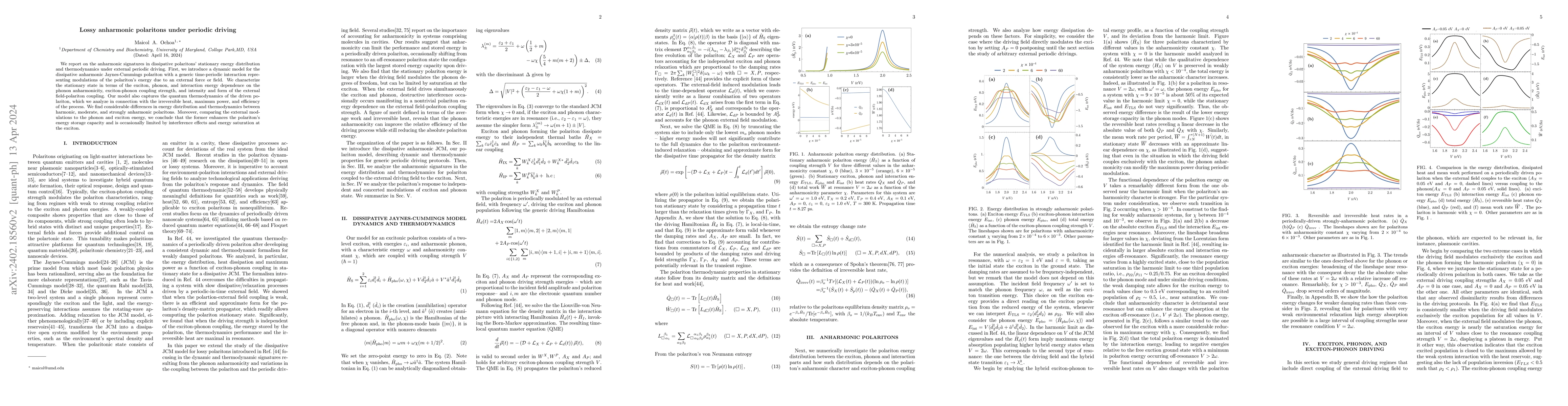 Thumbnail for Lossy anharmonic polaritons under periodic driving