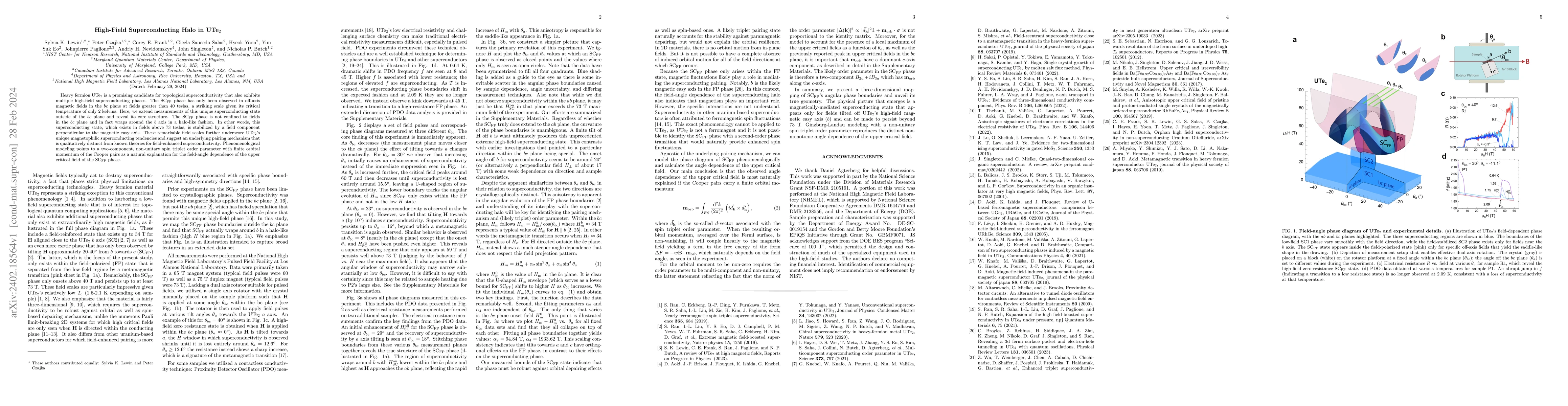 Thumbnail for High-Field Superconducting Halo in UTe$_2$