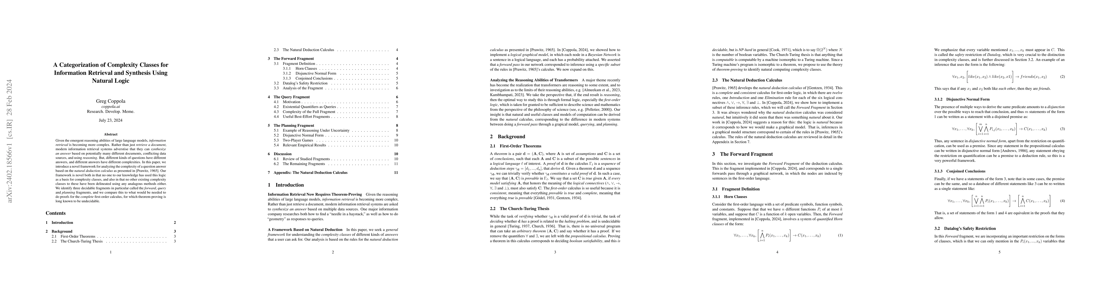 Thumbnail for A Categorization of Complexity Classes for Information Retrieval and
  Synthesis Using Natural Logic