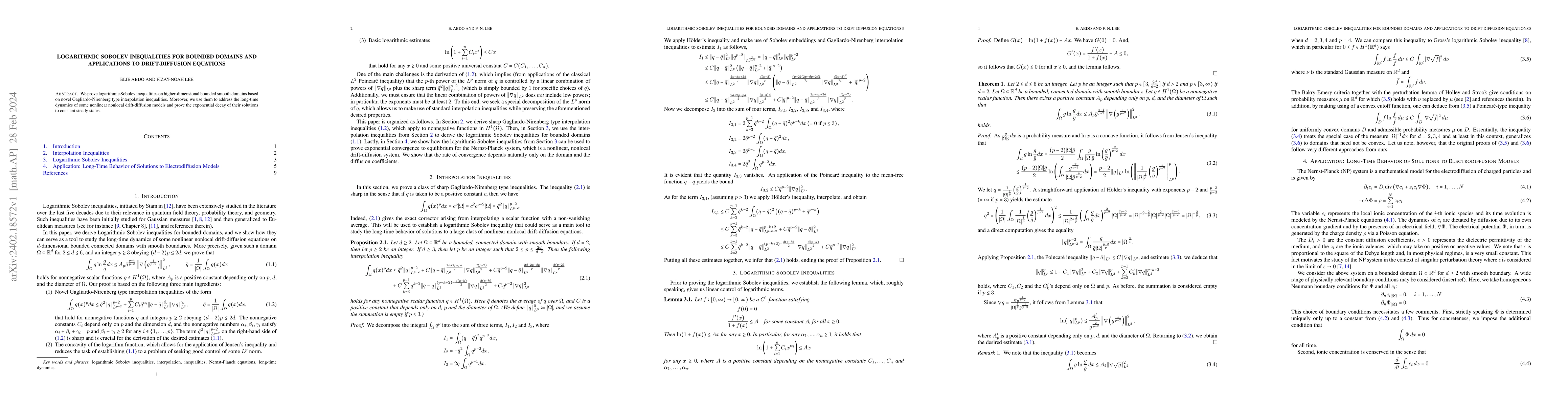 Thumbnail for Logarithmic Sobolev Inequalities for Bounded Domains and Applications to
  Drift-Diffusion Equations