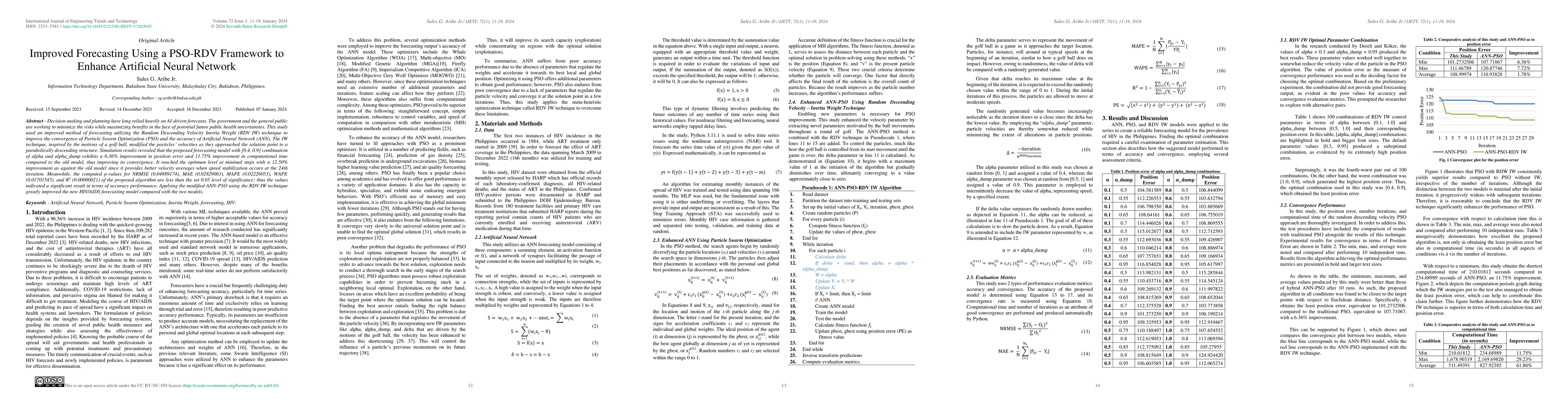 Thumbnail for Improved Forecasting Using a PSO-RDV Framework to Enhance Artificial
  Neural Network