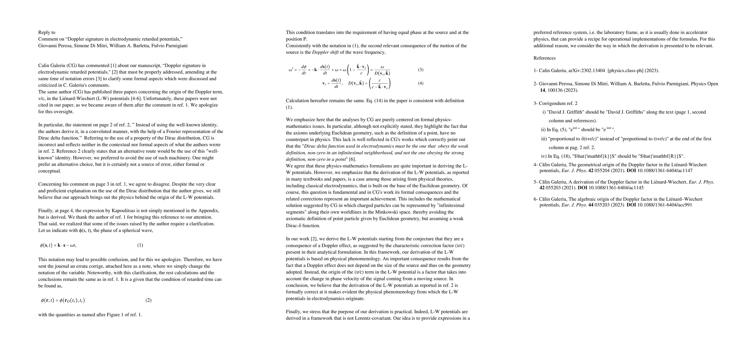 Thumbnail for Reply to Comment on "Doppler signature in electrodynamic retarded
  potentials"
