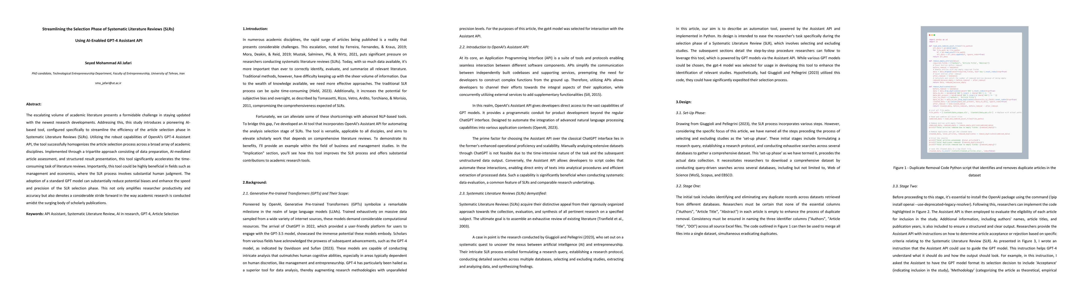 Thumbnail for Streamlining the Selection Phase of Systematic Literature Reviews (SLRs)
  Using AI-Enabled GPT-4 Assistant API