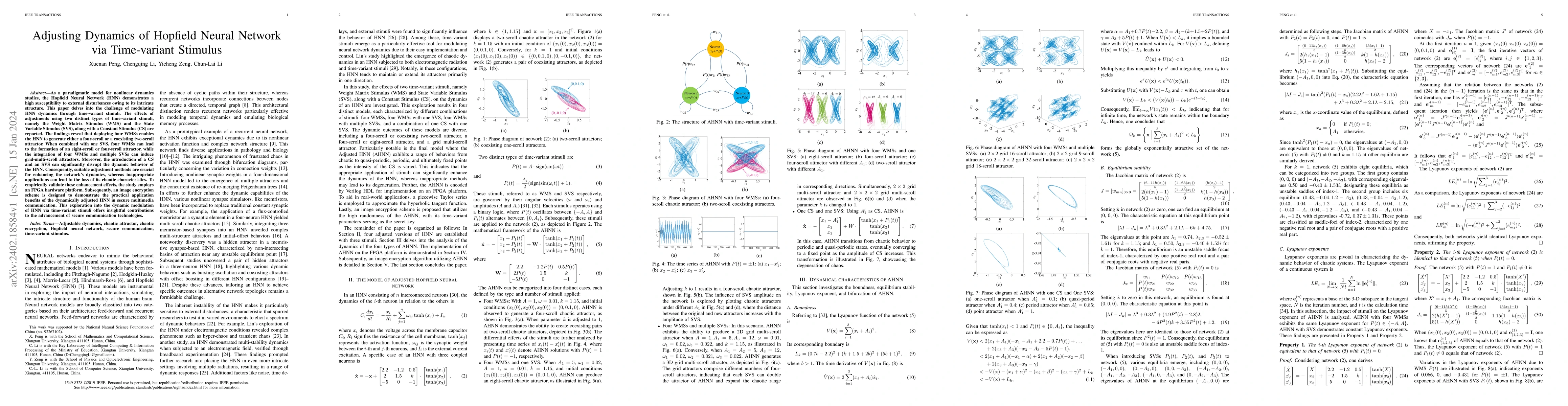 Thumbnail for Adjusting Dynamics of Hopfield Neural Network via Time-variant Stimulus