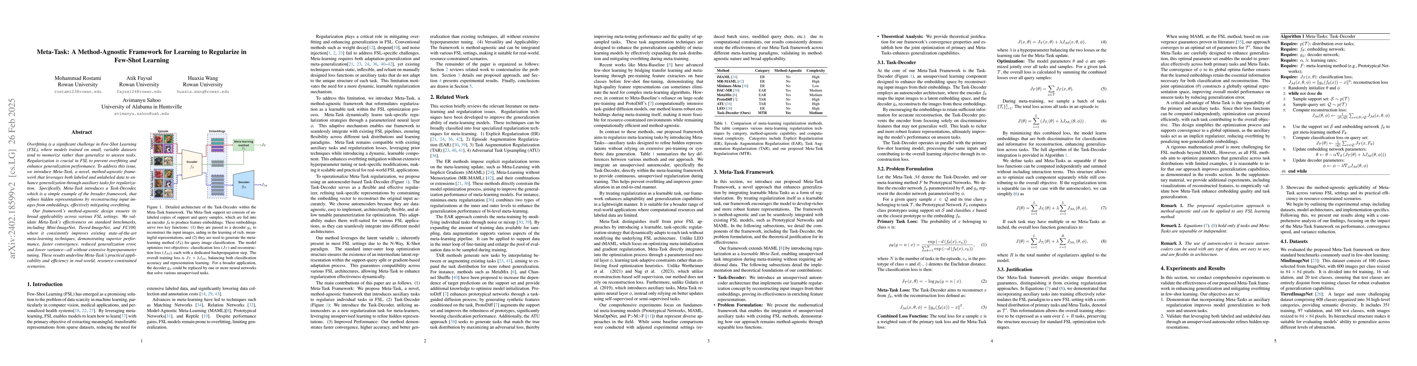 Thumbnail for Meta-Tasks: An alternative view on Meta-Learning Regularization