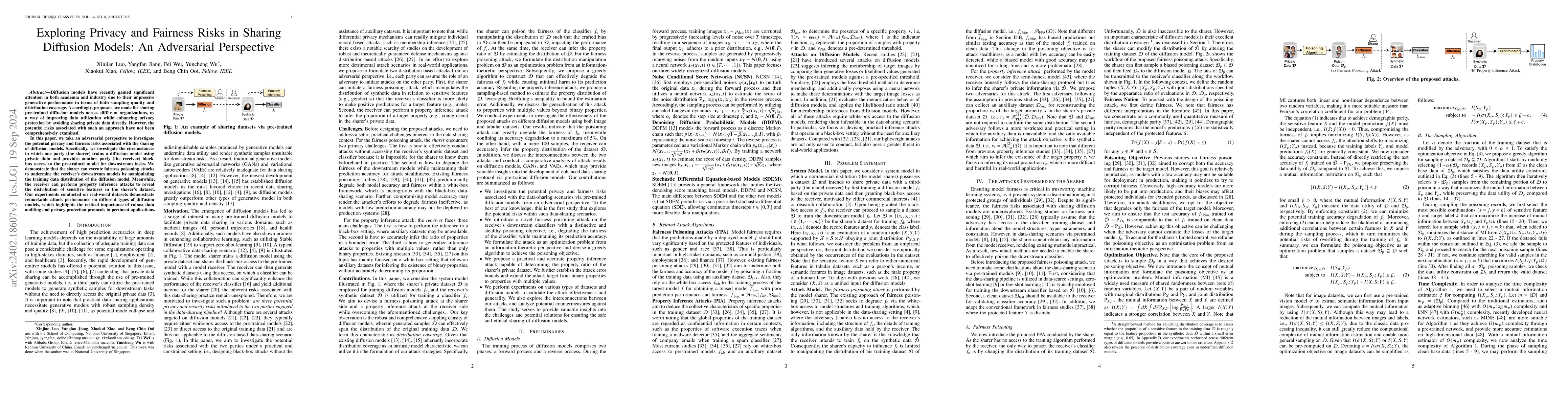 Thumbnail for Exploring Privacy and Fairness Risks in Sharing Diffusion Models: An
  Adversarial Perspective