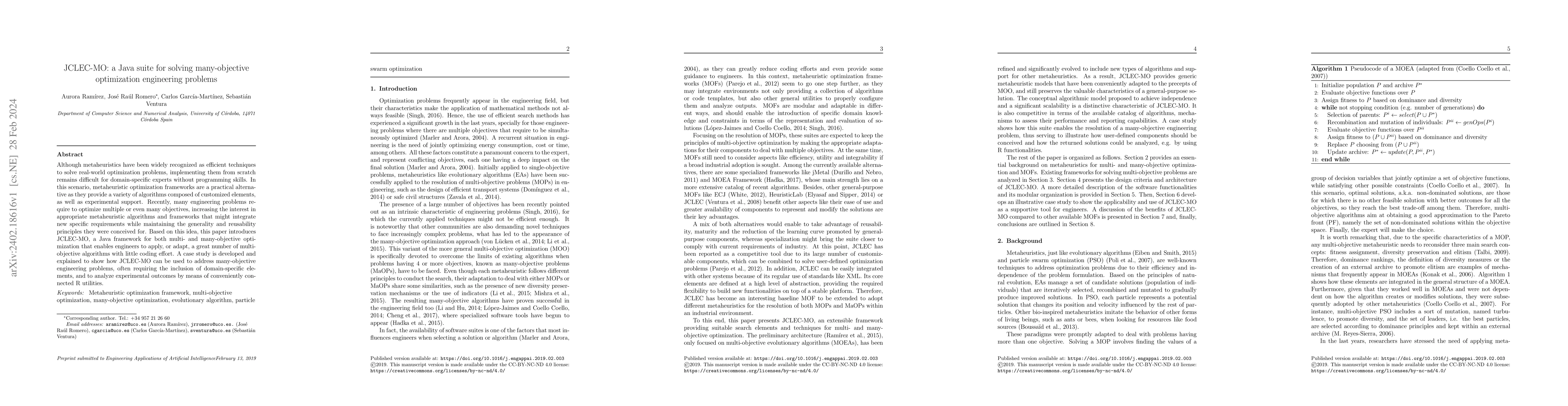 Thumbnail for JCLEC-MO: a Java suite for solving many-objective optimization
  engineering problems