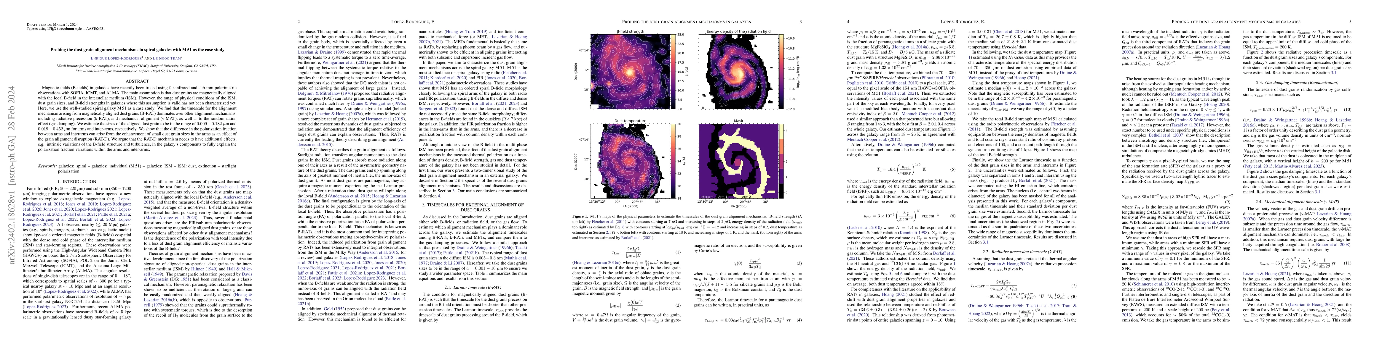 Thumbnail for Probing the dust grain alignment mechanisms in spiral galaxies with M51
  as the case study