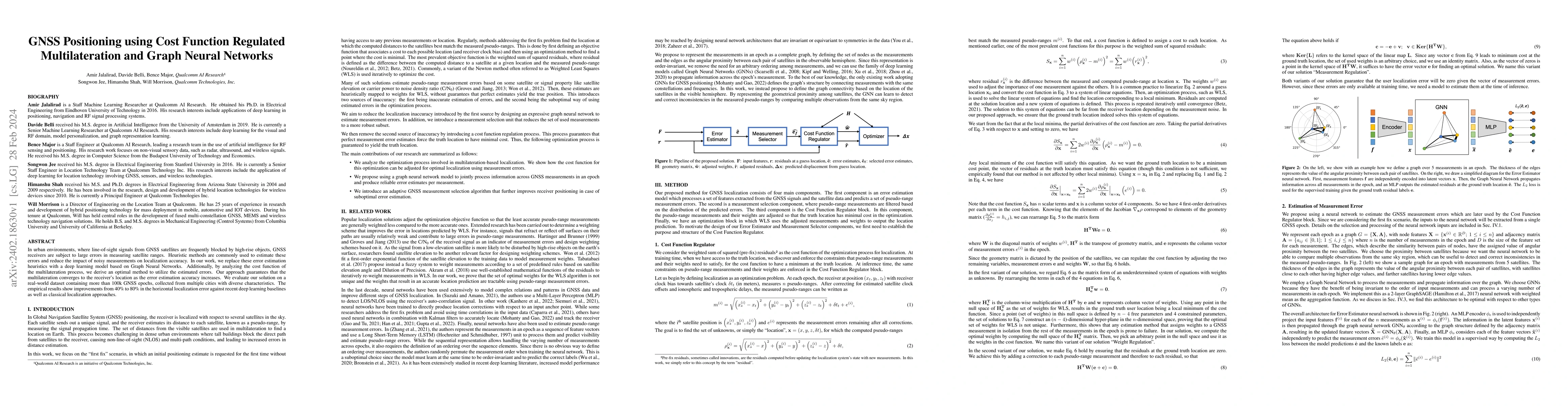 Thumbnail for GNSS Positioning using Cost Function Regulated Multilateration and Graph
  Neural Networks