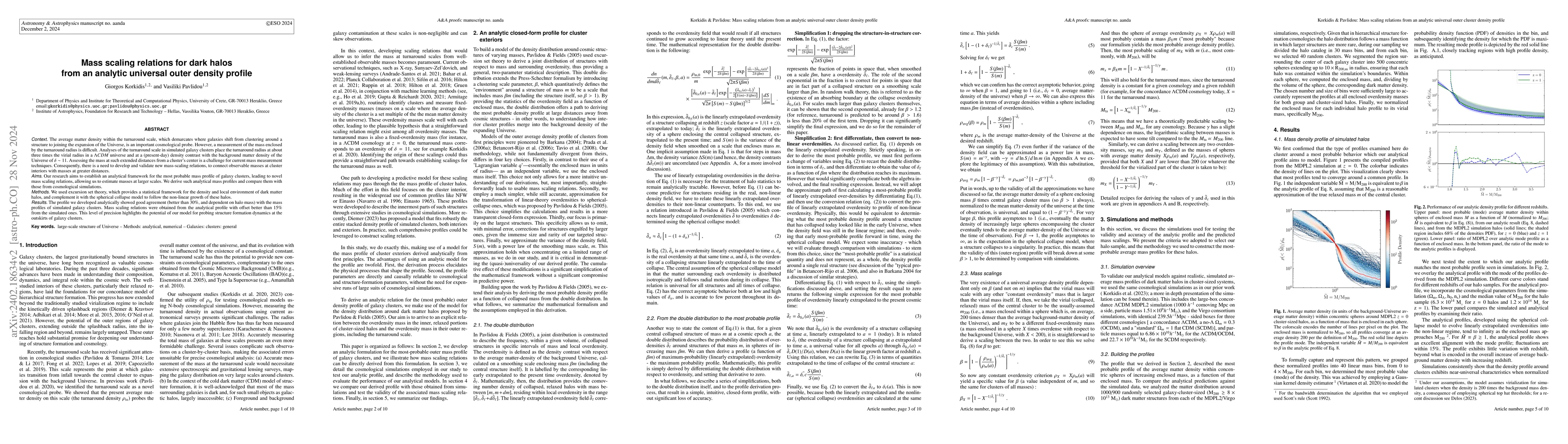 Thumbnail for Mass scaling relations for dark halos from an analytic universal outer
  density profile