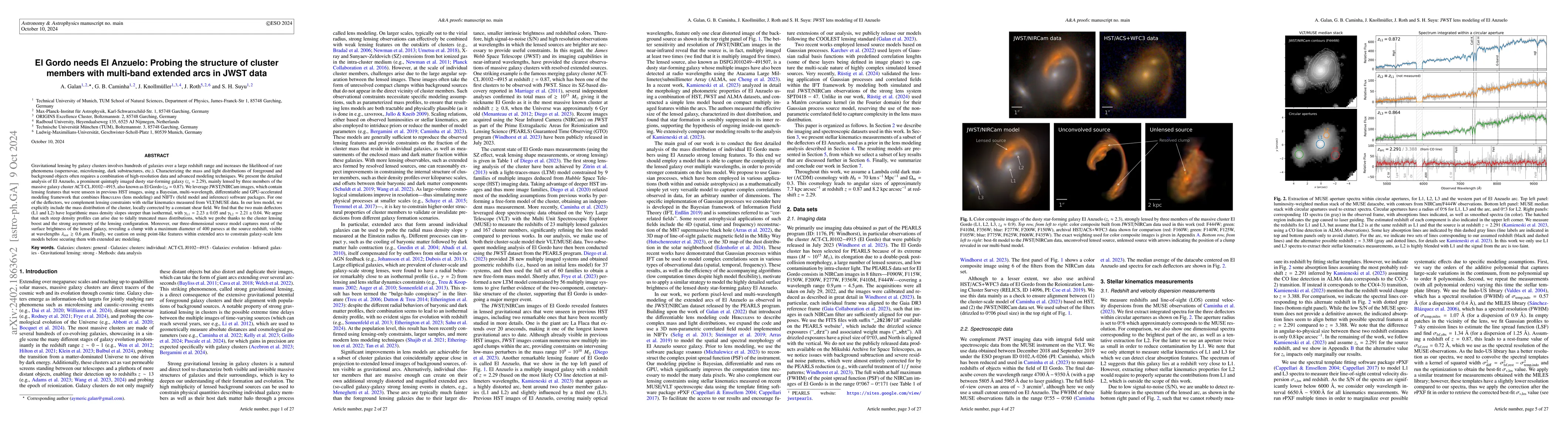 Thumbnail for El Gordo needs El Anzuelo: Probing the structure of cluster members with
  multi-band extended arcs in JWST data