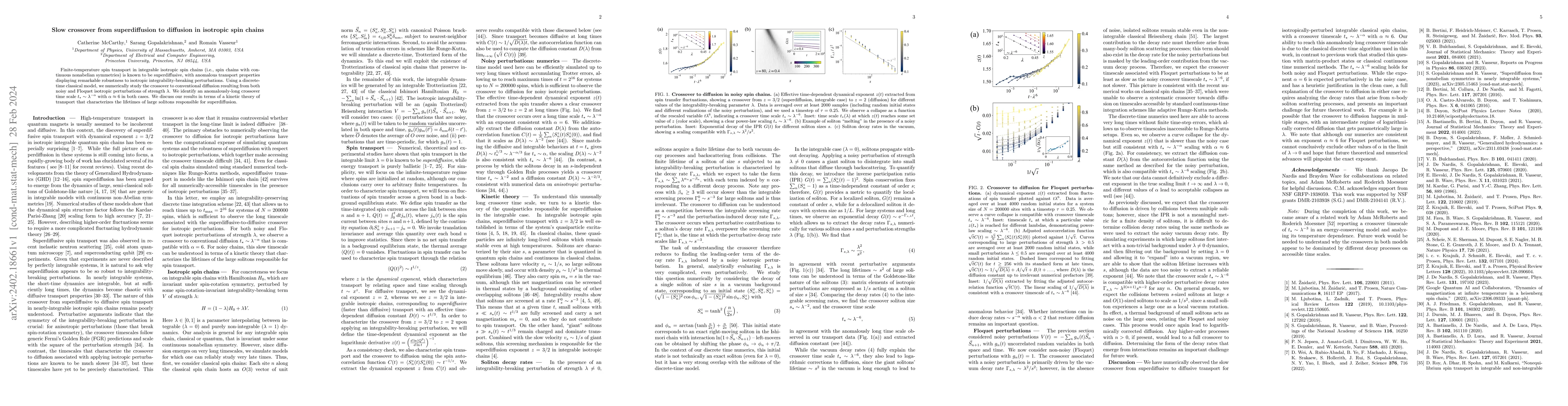 Thumbnail for Slow crossover from superdiffusion to diffusion in isotropic spin chains