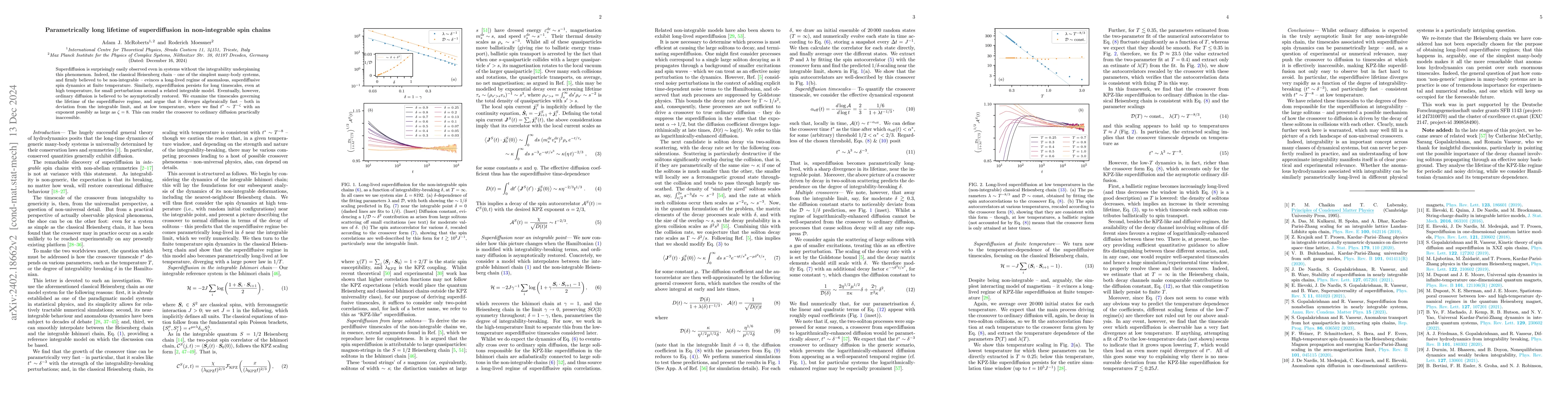 Thumbnail for Parametrically long lifetime of superdiffusion in non-integrable spin
  chains