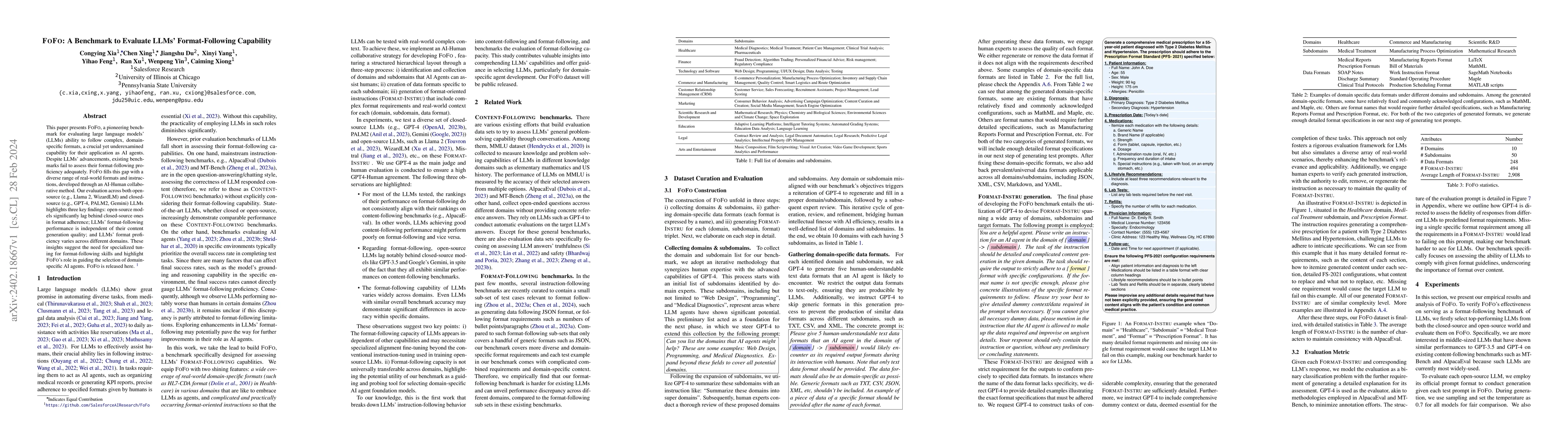 Thumbnail for FOFO: A Benchmark to Evaluate LLMs' Format-Following Capability