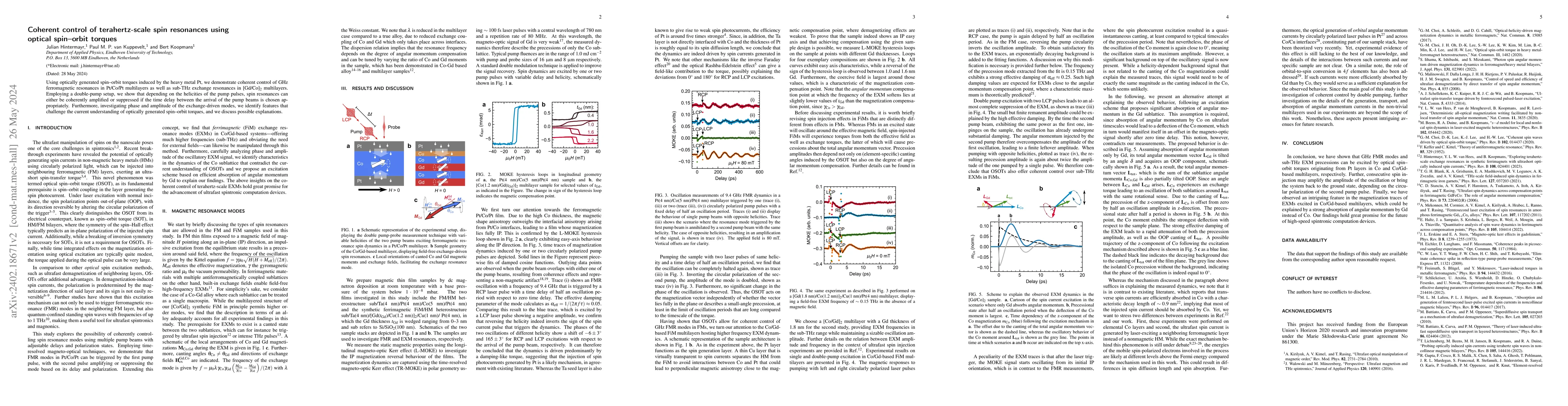 Thumbnail for Coherent control of terahertz-scale spin resonances using optical
  spin-orbit torques