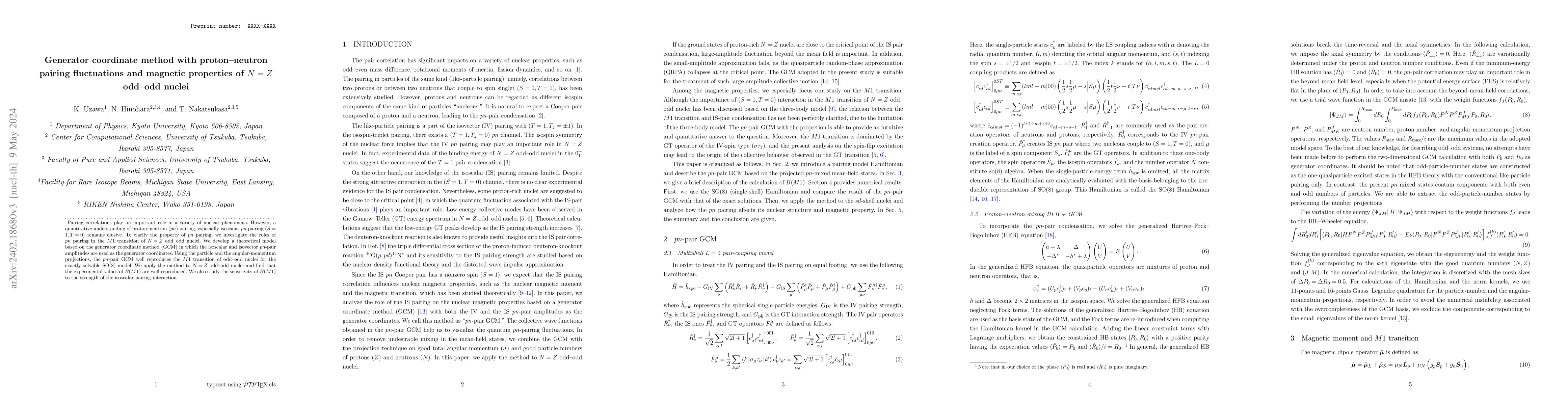Thumbnail for Generator coordinate method with proton--neutron pairing fluctuations
  and magnetic properties of $N=Z$ odd--odd nuclei