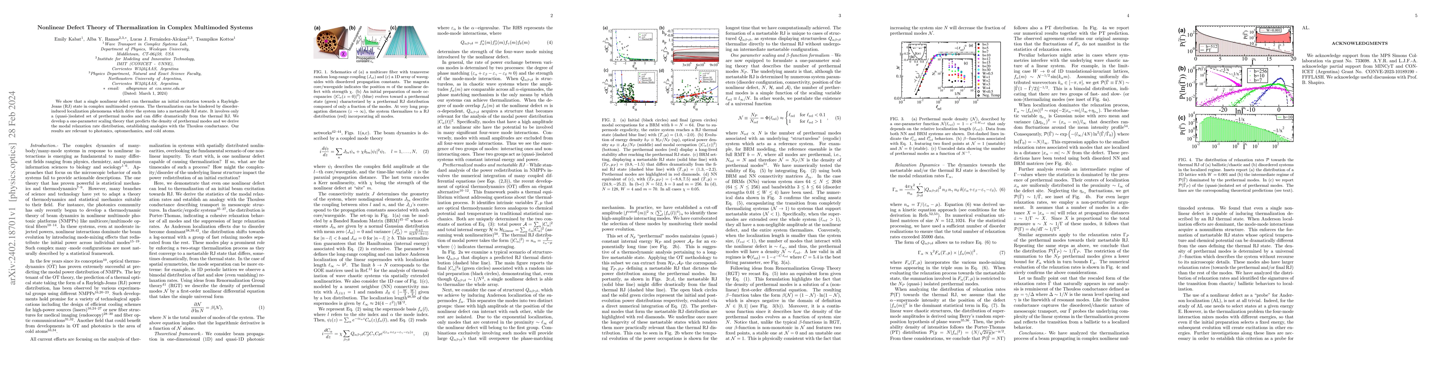 Thumbnail for Nonlinear Defect Theory of Thermalization in Complex Multimoded Systems