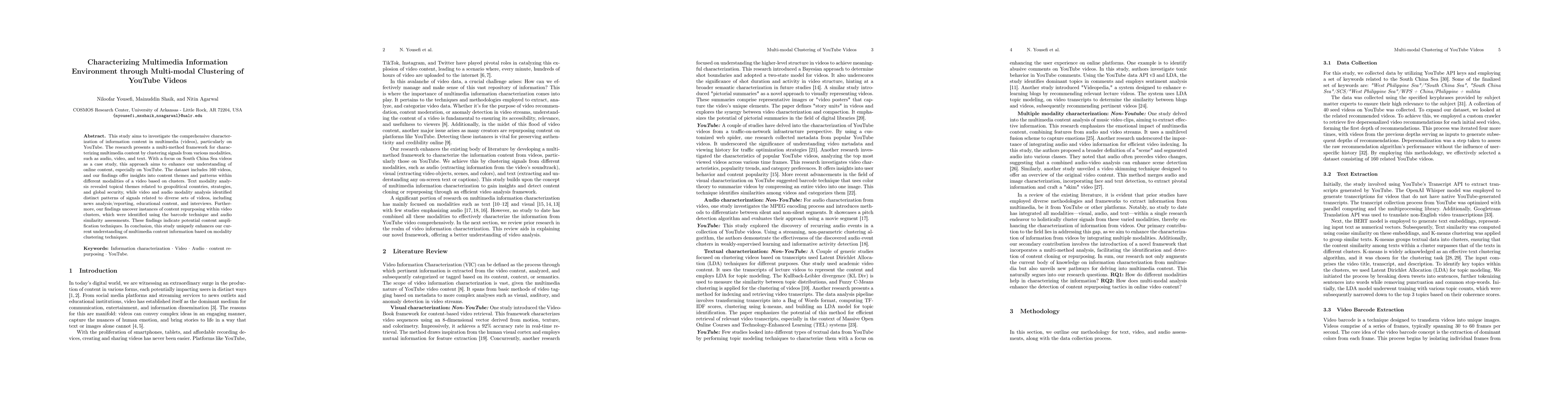 Thumbnail for Characterizing Multimedia Information Environment through Multi-modal
  Clustering of YouTube Videos