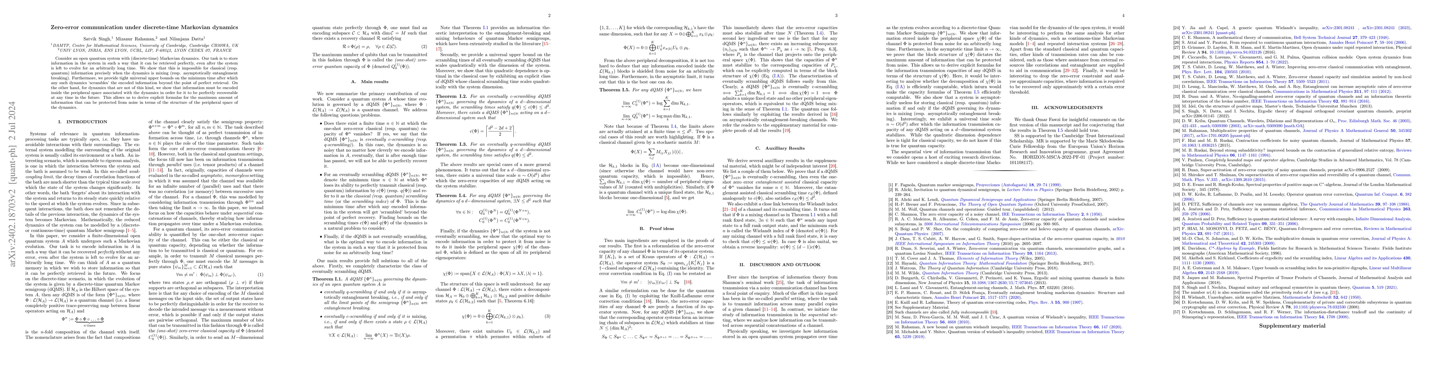 Thumbnail for Zero-error communication under discrete-time Markovian dynamics