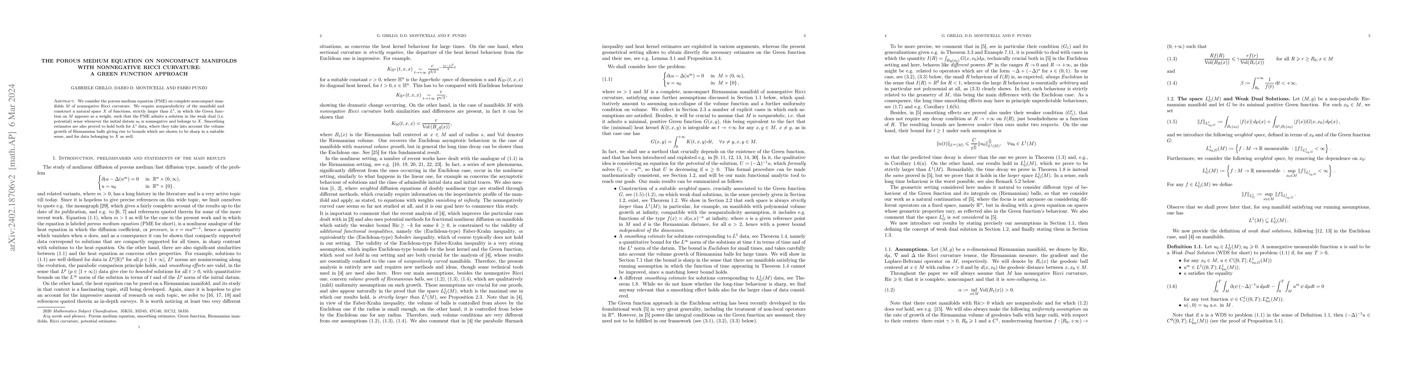 Thumbnail for The porous medium equation on noncompact manifolds with nonnegative
  Ricci curvature: a Green function approach