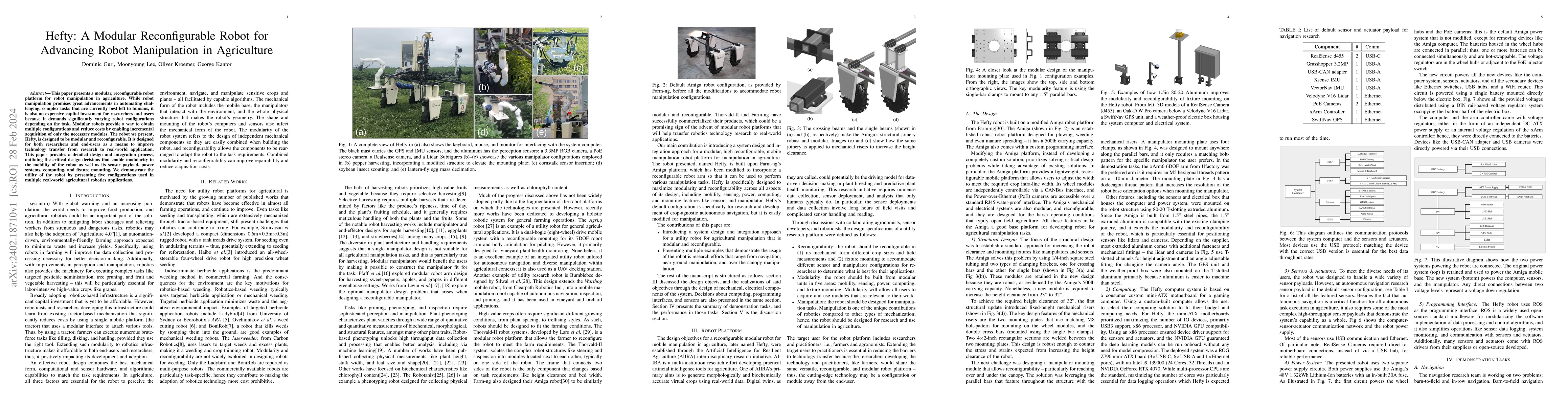 Thumbnail for Hefty: A Modular Reconfigurable Robot for Advancing Robot Manipulation
  in Agriculture
