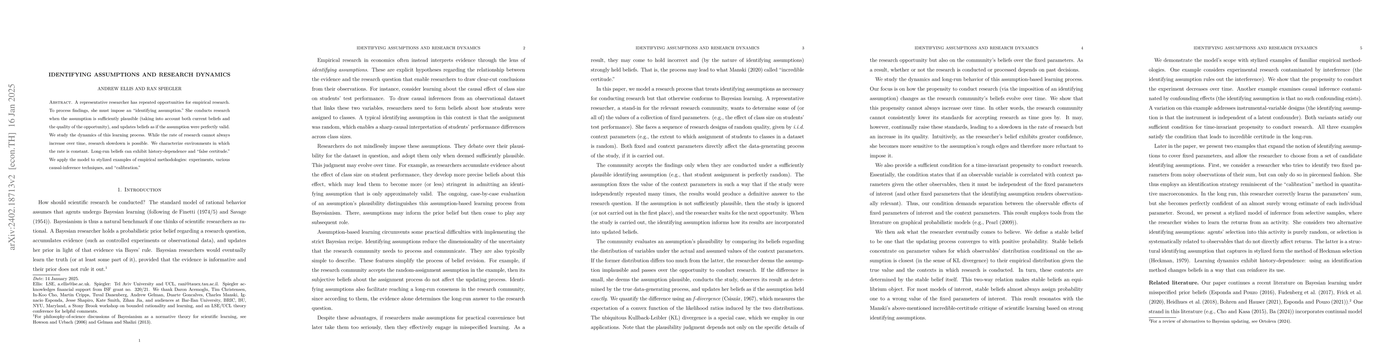 Thumbnail for Identifying Assumptions and Research Dynamics