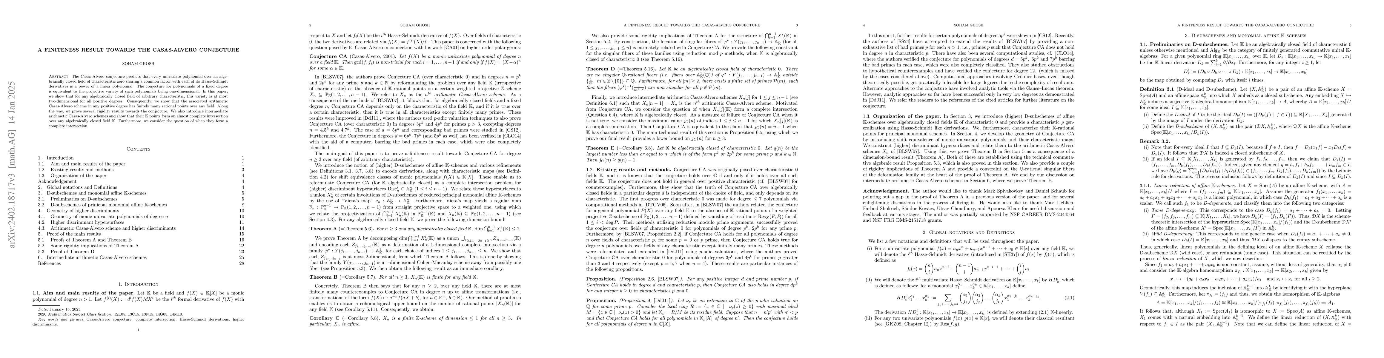 Thumbnail for Finiteness of the Arithmetic Casas-Alvero Scheme