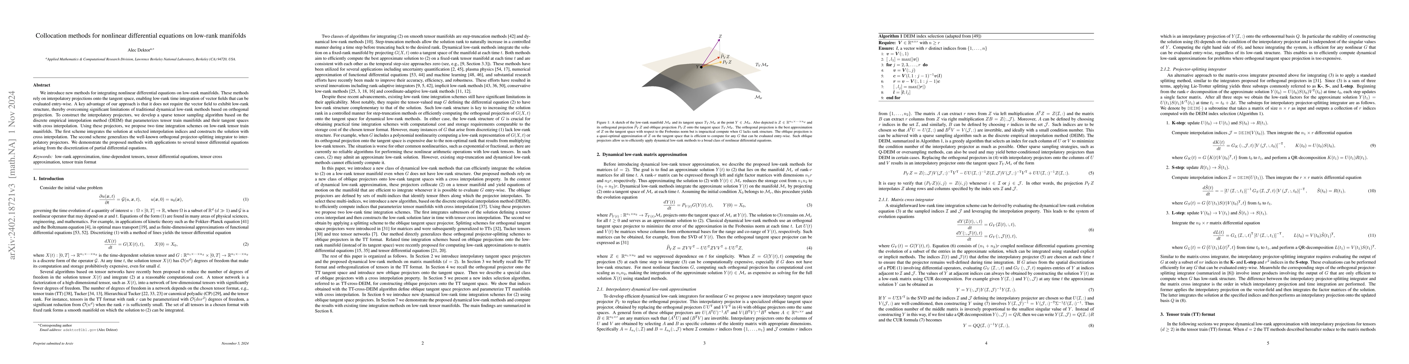Thumbnail for Collocation methods for nonlinear differential equations on low-rank
  manifolds