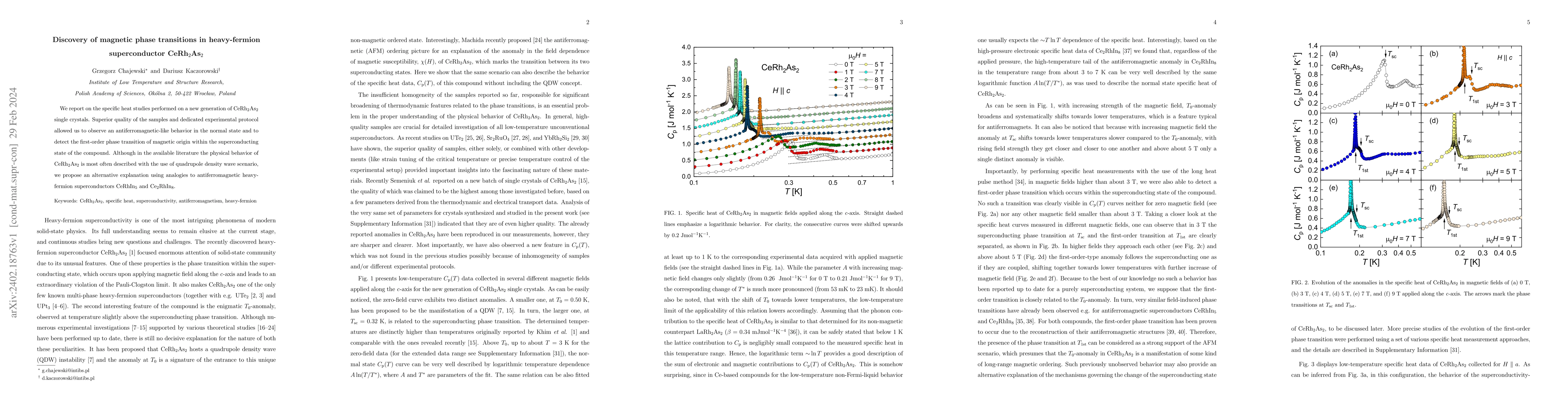 Thumbnail for Discovery of magnetic phase transitions in heavy-fermion superconductor
  CeRh$_2$As$_2$