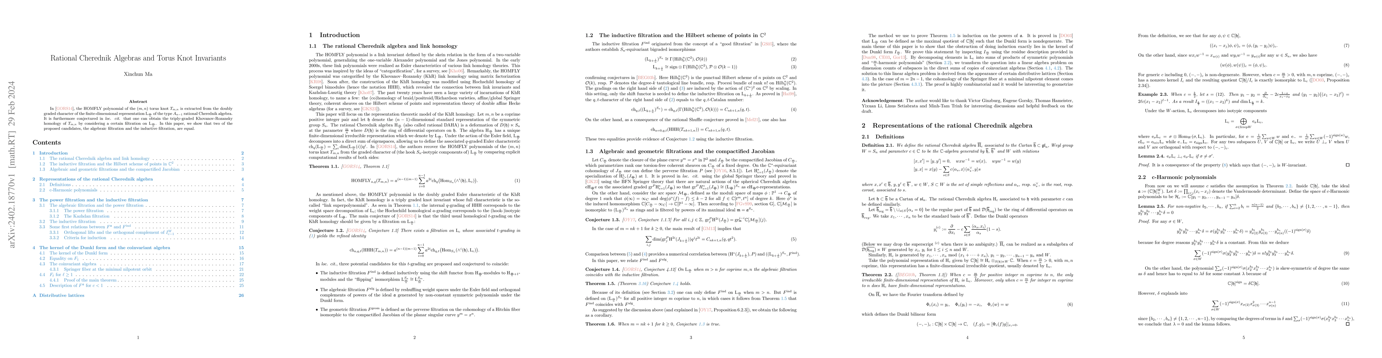 Thumbnail for Rational Cherednik Algebras and Torus Knot Invariants