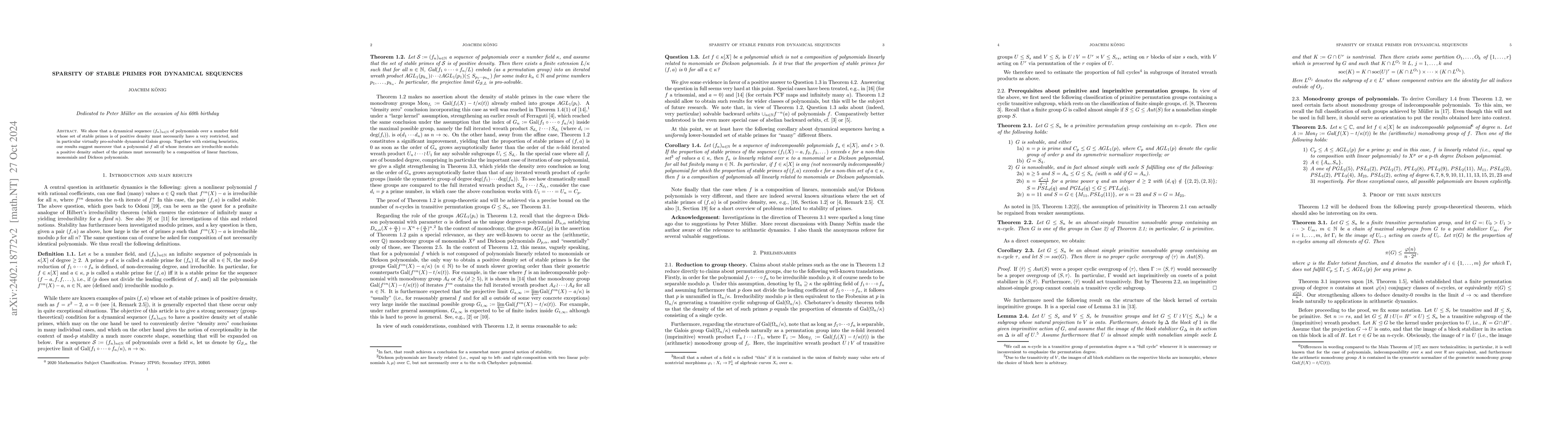 Thumbnail for Sparsity of stable primes for dynamical sequences