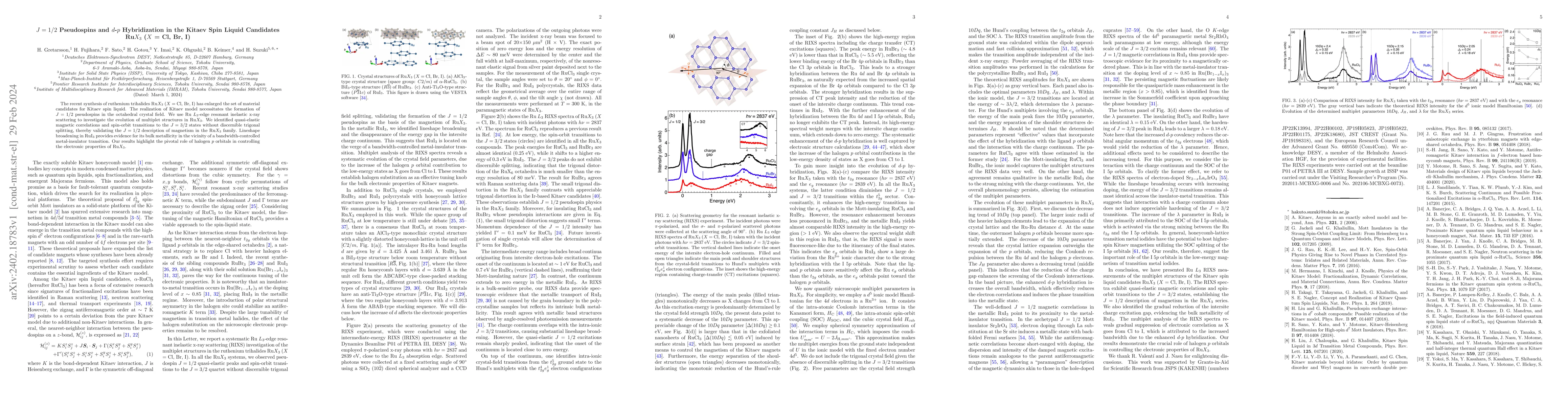 Thumbnail for $J=1/2$ Pseudospins and $d$-$p$ Hybridization in the Kitaev Spin Liquid
  Candidates Ru$X_3$ ($X$ = Cl, Br, I)