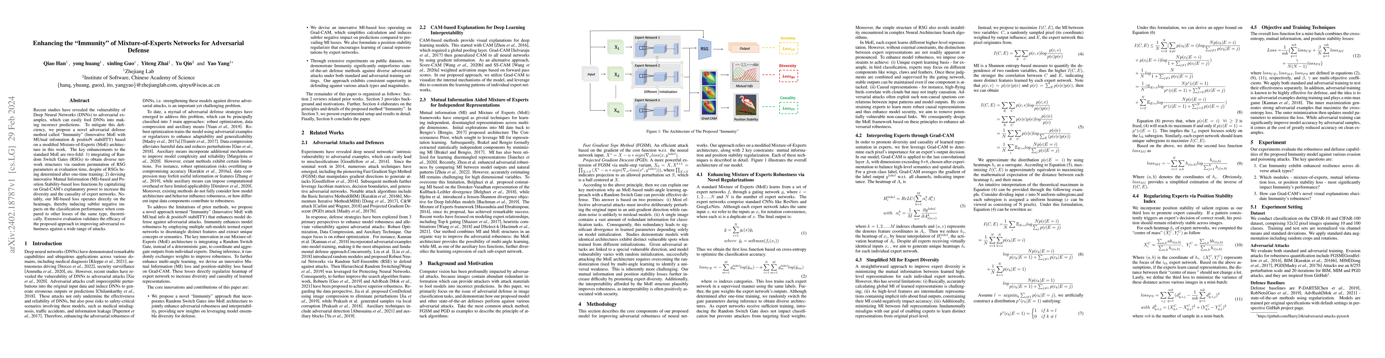 Thumbnail for Enhancing the "Immunity" of Mixture-of-Experts Networks for Adversarial
  Defense